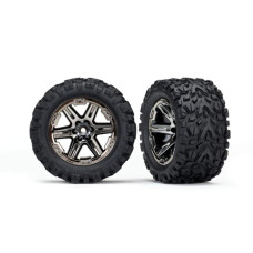 Traxxas 6773X Rustler 4X4 Tires Wheelsunisex Assembled Glued 28 Rxt Black Chrome Wheels Talon Extreme Tires Foam In