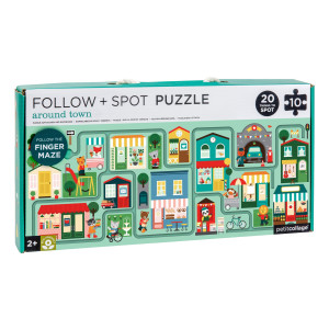 Petit Collage Follow Spot Puzzle Around Town 10Pieces Large Puzzle For Kids Completed Educational Puzzle Measures 21X