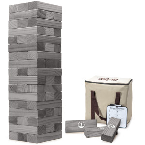 Gosports Large Wooden Toppling Tower Stacks Up To 3 Ft Gray Wood Stain