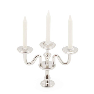 Odoria 112 Miniature Candlestick Candelabra With Candles Dollhouse Accessories 3Arms Silver