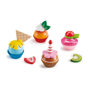 Hape Cupcakes Colorful Wooden Cupcakes Childrens Pretend Play Food Kitchen Toy