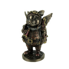 Veronese Design 5 14 Steampunk Aviator Flying Pig Resin Figurine Bronze Finish