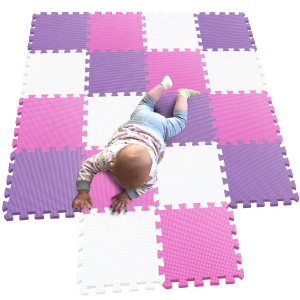 Mqiaoham 18 Pieces Puzzle Play Mats Soft Baby Play Mat Kids Interlocking Foam Floor Tiles Toddlers Carpet Playmats G30101810