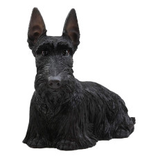 Ebros Adorable Large Lifelike Realistic Black Longhaired Scottish Highlands Terrier Statue With Glass Eyes 1425 Long Scottie F