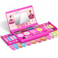 Tomons Kids Makeup Kit For Girl Washable Makeup Kit Fold Out Makeup Palette With Mirror Make Up Toy Cosmetic Kit Gifts For Gir