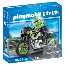 Playmobil Motorcycle With Rider Figure Playset