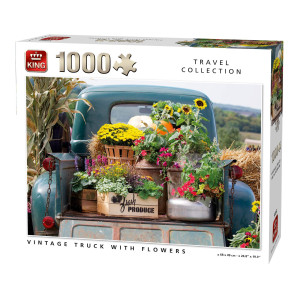 King 55862 Vintage Truck With Flowers Jigsaw Puzzle 1000Piece Full Colour 68X49 Cm