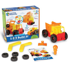 Learning Resources 123 Build It Construction Crew Toy Bulldozer Digger Dump Truck Stem Imaginative Play 16 Pieces Ages