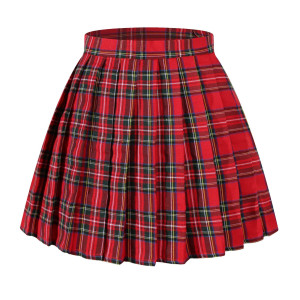 Beautifulfashionlife Womens School Scottish Tartan High Waist Short Skirts 2Xl Red Green White Black