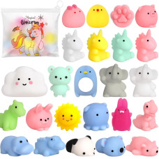 Pokonboy 25Pcs Mochi Squishy Toys Mini Kawaii Squishies Animals With Storage Bag Party Favor For Kids Stress Relief Toys Classr