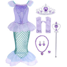 Cotrio Mermaid Costume Dress Little Girls Princess Dresses Birthday Party Halloween Cosplay Outfits With Accessories 8 67 Yea