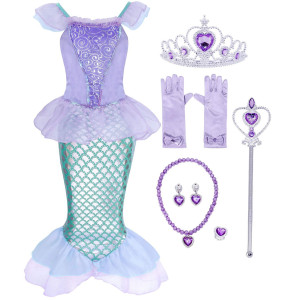 Cotrio Mermaid Costume Dress Little Girls Princess Dresses Birthday Party Halloween Cosplay Outfits With Accessories 8 67 Yea