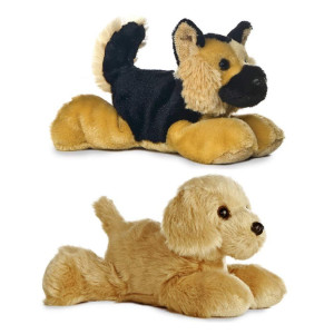 Aurora 8" Plush Mini Flopsies Dog Bundle - Golden & Brown