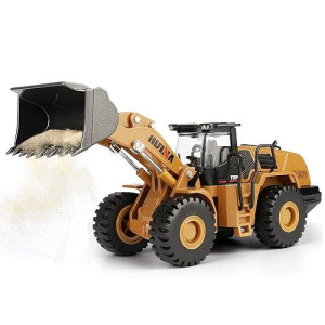 1/50 Scale Diecast Four Wheel Loader Truck Toy, Metal Construction Equipment Bulldozer Models For Kids (Wheel Loader)