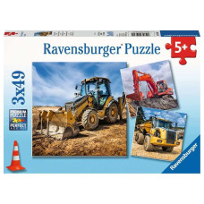 Ravensburger Diggers At Work Puzzle Set Engaging 3 X 49 Piece Puzzles For Kids Unique Piece Design Construction Skillbuil