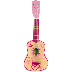 Bontempi Small Pink Wooden Guitar 55 Cm 225572