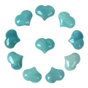 Justinstones Natural Blue Amazonite Gemstone Healing Crystal 1 Inch Mini Puffy Heart Pocket Stone Iron Gift Box Pack Of 10