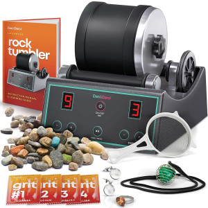 Advanced Professional Rock Tumbler Kit With Digital 9Day Polishing Timer 3 Speed Settings Turn Rough Rocks Into Beautiful