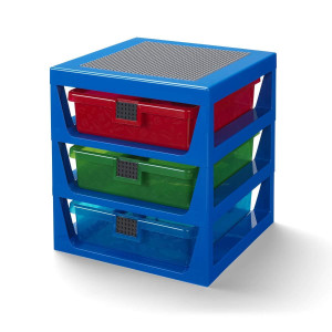 Room Copenhagen Lego 3Drawer Storage Rack System 1323 X 1234 X 15 In Blue