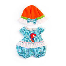 Miniland Doll Clothes For 11 12 13 Baby Dolls Checked Romper Cap Shirt Summer Doll Clothing Fits American Girl Cor