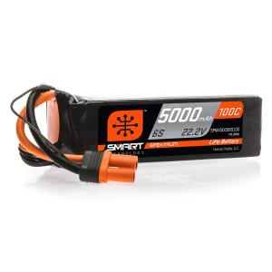 Spektrum Smart Rc Lipo Battery Pack 5000Mah 6S 222V 100C Ic5 Connectors Ec5 Compatible Spmx50006S100 Black