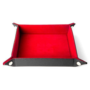 Fanroll By Metallic Dice Games Fold Up Velvet Dice Tray W/Pu Leather Backing: Red, Role Playing Game Dice Accessories For Dungeons And Dragons