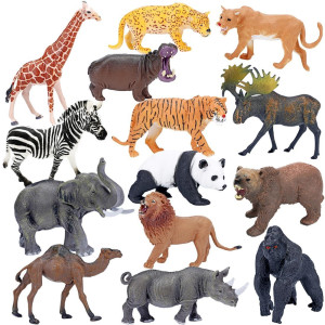 Bolzra Safari Animals Figures Toys Realistic Jumbo Wild Zoo Animals Figurines Plastic African Jungle Animals Playset For Kids T