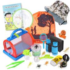 Essenson Outdoor Explorer Kit Bug Catcher Kit With Binoculars Compass Magnifying Glass Critter Case And Butterfly Net Great