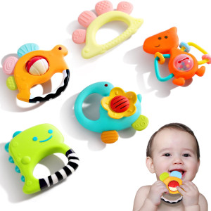 Iplay Ilearn Dinosaur Baby Rattles Infant Shaker Newborn Grab N Shake Rattle Sensory Teether Development Learning Teeth Toy