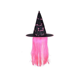 Aojj Halloween Decorative Hat Wig Witch Hat Decoration Party Masquerade Props Orange