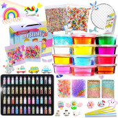 Essenson Slime Kit - Slime Supplies Slime Making Kit For Girls Boys, Kids Art Craft, Crystal Clear Slime, Glitter, Slime Charms, Fishbowl Beads Girls Toys Gifts For Kids Age 3+ Year Old