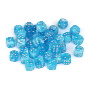 Chessex Manufacturing Chx27966 12 Mm D6 Cube Gnd Luminary Sky Silver Dice 36 Piece