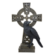 Ebros Gift Gothic Raven Crow Perching On Celtic Cross Tomb Statue Scavenger Bird Figurine 1225 Tall Ossuary Macabre Fantasy Ha