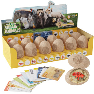 Dig A Dozen Egg Kit Break Open 12 Eggs And Discover 12 Unique Cute Wild Safari Animals With Learning Cards Easter Archaeolo