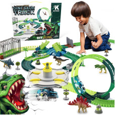 236 Pcs Dinosaur Toys Race Track Create A Dinosaur World Roadflexible 360