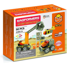 Magformers Amazing Construction 50 Piece Set Orange Colors Wheels Magnetic Tiles Educational Magnetic Geometric Shapes Til