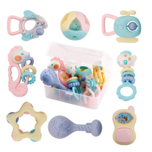 Wishtime Baby Rattle Toys For Newborns - Baby Toys Rattles And Teethers For Girls Boys 0-3-6-9-12 Months - Baby Rattle Set 8Pcs - Infant Rattle Teething Toys �C Developmental Sensory Toys For Babies
