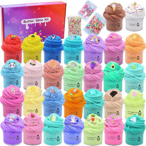 30 Pack Party Favor Slime Kit Fidget Toys Super Soft And Nonsticky 30 Slime Charms Rainbow Beadsgreat For Kids Students Str