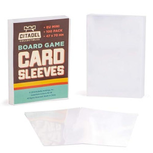 100 Pack Euro Mini Board Game Sleeves | Clear 47Mm X 70 Mm Card Protector Pack For European Style Board Games | Compatible With Popular Board Game And Miniature Game Brands