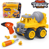 Cement Mixer Toy Truck For 3 + Years Old Kids Take Apart Toy With Screwdriver And Electric Drill Kids Construction Vehicle Toy Educational Stem Toy Gift For 3 4 5 Yeas Old Boy