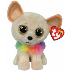 Ty Plush Beanie Boos Chihuahua Dog Chewey Brown Multicoloured Collar Gold Glitter Eyes The Plush With Big Sparkl