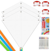 DIY Kites for Kids Kite Making Kit Bulk, Decorating Coloring Kite Party Pack,White Diamond Kite Kits (3 Pack)