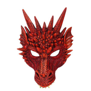 Himine Cosplay Mask Dragons Head Mask For Festival Party Halloween Red