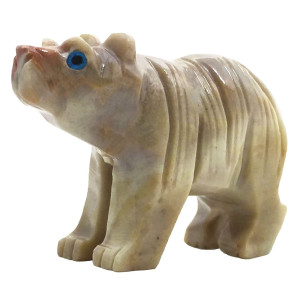 Nelson Creations Llc Bear Natural Soapstone Handcarved Animal Charm Totem Stone Carving Figurine 2 Inch