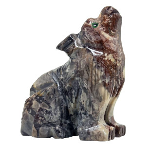 Nelson Creations Llc Wolf Sitting Natural Soapstone Handcarved Animal Charm Totem Stone Carving Figurine 2 Inch