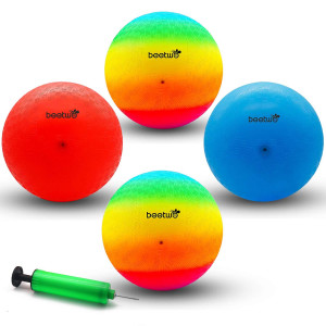 Playground Balls 85 Inch Dodgeball Kickball For Kids Adults Outdoor Four Square Handball Game With Hand Pump 4 Pack