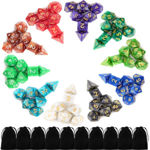 10 X 7 Polyhedral Dice Set 70 Pieces For Dungeons And Dragons Dnd Rpg Mtg Table Games D4 D6 D8 D10 D D12 D20 With 10 Pack Bla