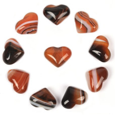 Dream Agate Gemstone Healing Crystal 1 Inch Mini Puffy Heart Pocket Stone Iron Gift Box Pack Of 10