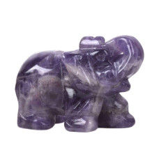 Justinstones Carved Natural Amethyst Elephant Healing Guardian Statue Figurine Crafts 2 Inch