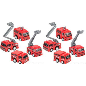 Happy Deals Pull Back Friction Fire Trucks And Ladder Trucks Bulk Class Pack Of 24 Red